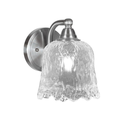 Toltec Paramount 7in 1-Light Wall Sconce | Brushed Nickel and Clear Lava Glass | Bathroom & Hallway | 7 x 8.25 x 8.5 in | Model 3421-BN-4230