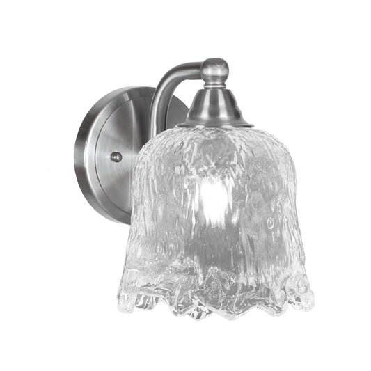 Toltec Paramount 7in 1-Light Wall Sconce | Brushed Nickel and Clear Lava Glass | Bathroom & Hallway | 7 x 8.25 x 8.5 in | Model 3421-BN-4230