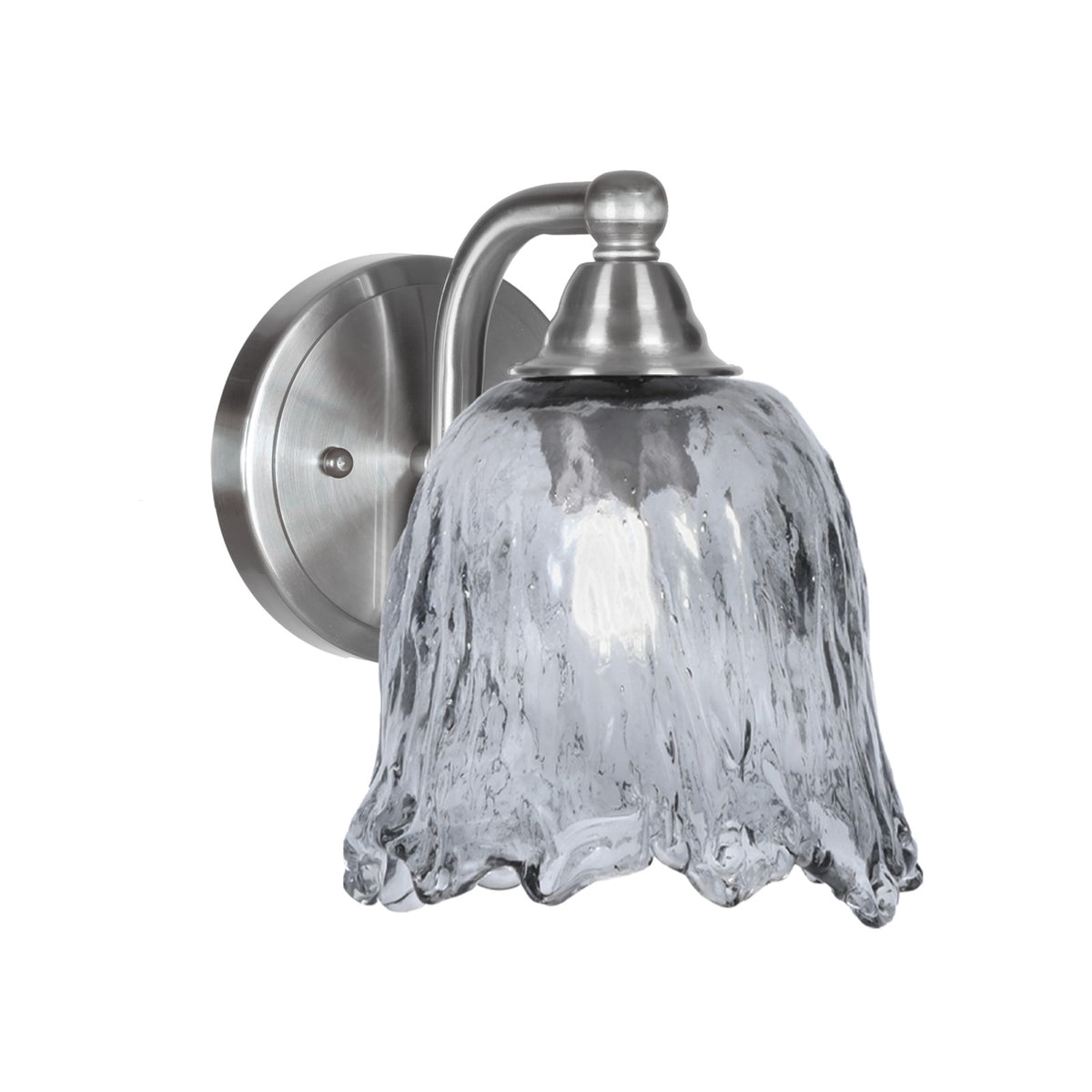 Toltec Paramount 7in 1-Light Wall Sconce | Brushed Nickel and Smoke Lava Glass | Bathroom & Hallway | 7 x 8.25 x 8.5 in | Model 3421-BN-4232