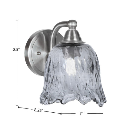 Toltec Paramount 7in 1-Light Wall Sconce | Brushed Nickel and Smoke Lava Glass | Bathroom & Hallway | 7 x 8.25 x 8.5 in | Model 3421-BN-4232