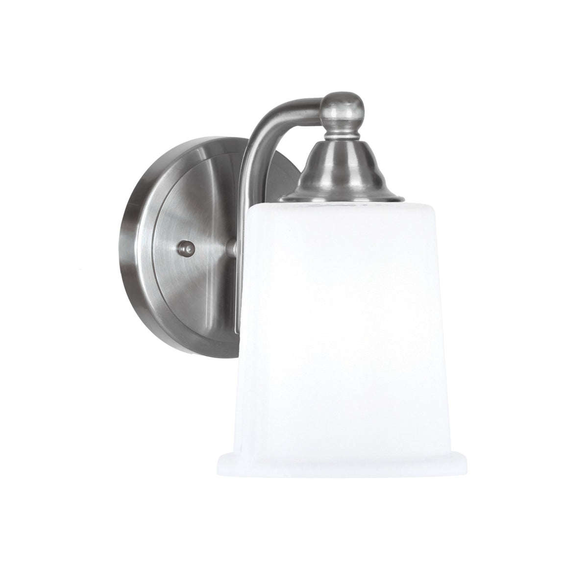 Toltec Paramount 7.75in 1-Light Wall Sconce | Brushed Nickel and White Opal Glass | Bathroom & Hallway | 5 x 7.5 x 7.75 in | Model 3421-BN-5031