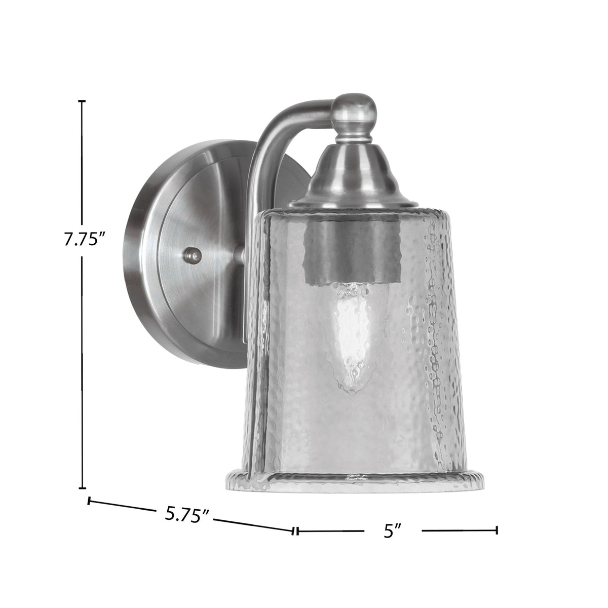 Toltec Paramount 7.75in 1-Light Wall Sconce | Brushed Nickel and Smoke Bubble Glass | Bathroom & Hallway | 5 x 7.5 x 7.75 in | Model 3421-BN-5032