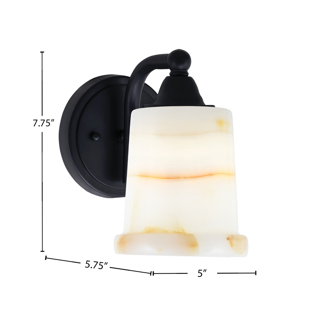 Toltec Paramount 5in 1-Light Wall Sconce | Modern Matte Black and Natural Stone Shade | Bathroom & Hallway Accent Light | Model 3421-MB-4128