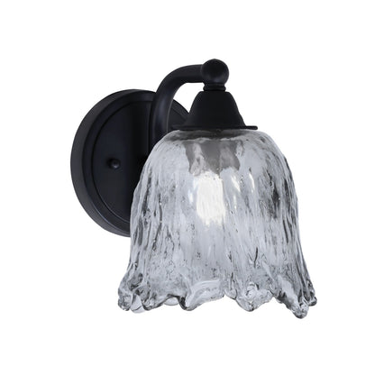 Toltec Paramount 7in 1-Light Wall Sconce | Modern Matte Black and Smoke Lava Glass | Bathroom & Hallway Accent Light | Model 3421-MB-4232