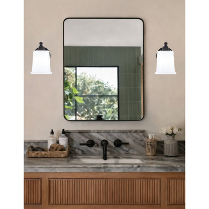 Toltec Paramount 1-Light Wall Sconce | Modern Matte Black and White Opal Glass | Bathroom & Hallway Vanity Light | Model 3421-MB-5031