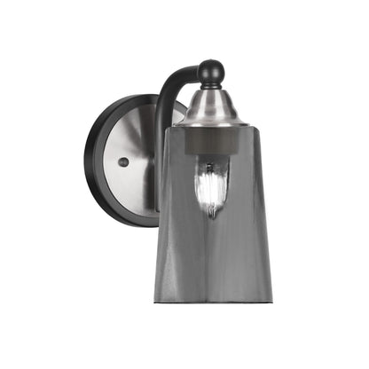 Toltec Paramount 9in 1-Light Wall Sconce | Modern Matte Black and Brushed Nickel with Smoke Bubble Glass | Bathroom & Hallway | Model 3421-MBBN-262