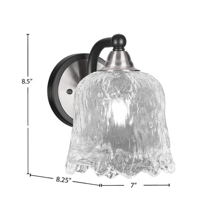 Toltec Paramount 7in 1-Light Wall Sconce | Modern Matte Black and Brushed Nickel with Clear Lava Glass | Bathroom & Hallway | Model 3421-MBBN-4230