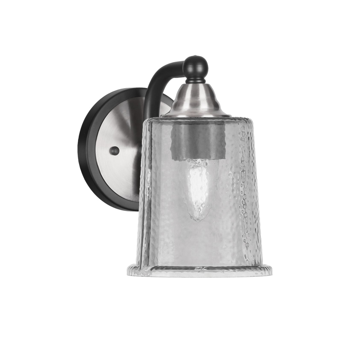 Toltec Paramount 5in 1-Light Wall Sconce | Modern Matte Black and Brushed Nickel with Smoke Bubble Glass | Bathroom & Hallway | Model 3421-MBBN-5032