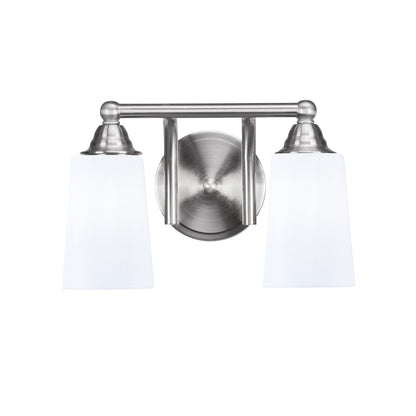 Toltec Paramount 2-Light Bath Bar | Transitional Brushed Nickel and White Opal Glass | Bathroom Vanity & Powder Room | 7.25 x 8.75 in | Model 3422-BN-261