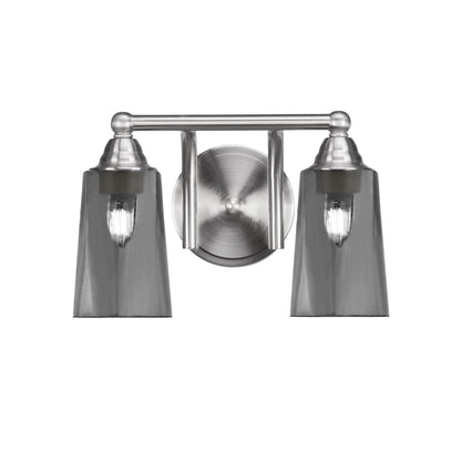 Toltec Paramount 2-Light Bath Bar | Transitional Brushed Nickel and Smoke Bubble Glass | Bathroom Vanity & Powder Room | 7.25 x 8.75 in | Model 3422-BN-262