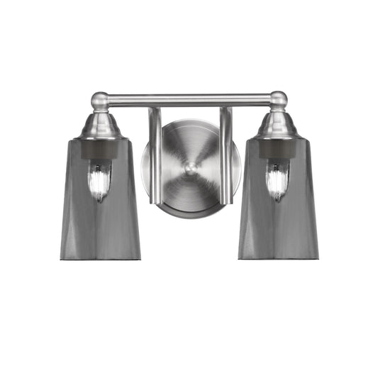 Toltec Paramount 2-Light Bath Bar | Transitional Brushed Nickel and Smoke Bubble Glass | Bathroom Vanity & Powder Room | 7.25 x 8.75 in | Model 3422-BN-262