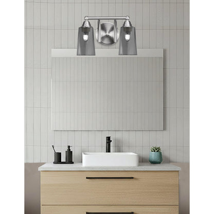 Toltec Paramount 2-Light Bath Bar | Transitional Brushed Nickel and Smoke Bubble Glass | Bathroom Vanity & Powder Room | 7.25 x 8.75 in | Model 3422-BN-262