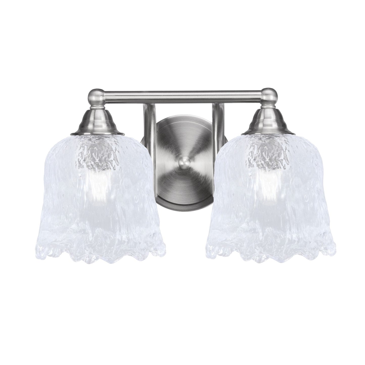Toltec Paramount 2-Light Bath Bar | Brushed Nickel and Clear Lava Glass | Bathroom Vanity & Powder Room | 8 x 8.75 in | Model 3422-BN-4230