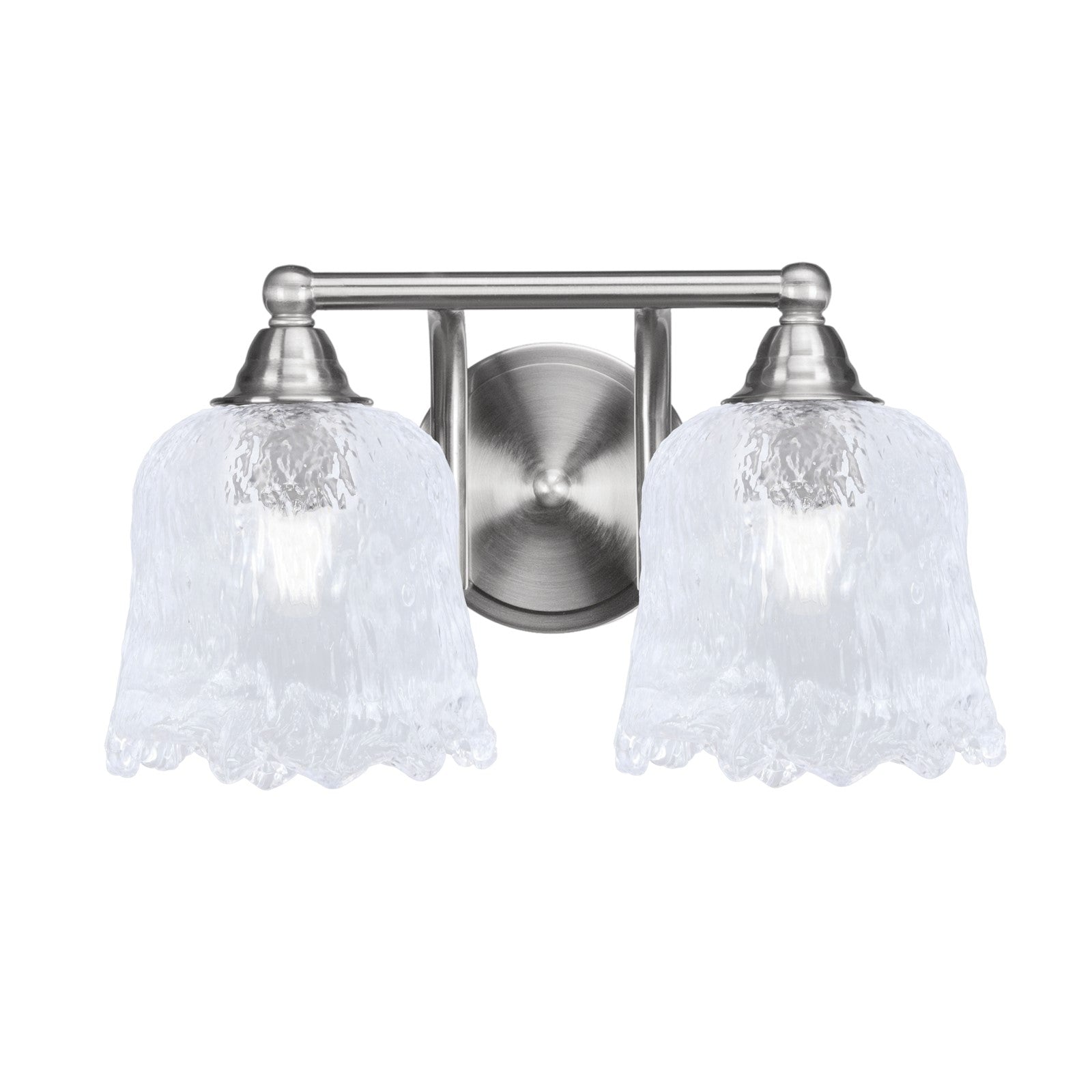 Toltec Paramount 2-Light Bath Bar | Brushed Nickel and Clear Lava Glass | Bathroom Vanity & Powder Room | 8 x 8.75 in | Model 3422-BN-4230