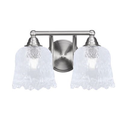 Toltec Paramount 2-Light Bath Bar | Brushed Nickel and Clear Lava Glass | Bathroom Vanity & Powder Room | 8 x 8.75 in | Model 3422-BN-4230