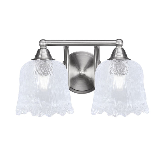 Toltec Paramount 2-Light Bath Bar | Brushed Nickel and Clear Lava Glass | Bathroom Vanity & Powder Room | 8 x 8.75 in | Model 3422-BN-4230