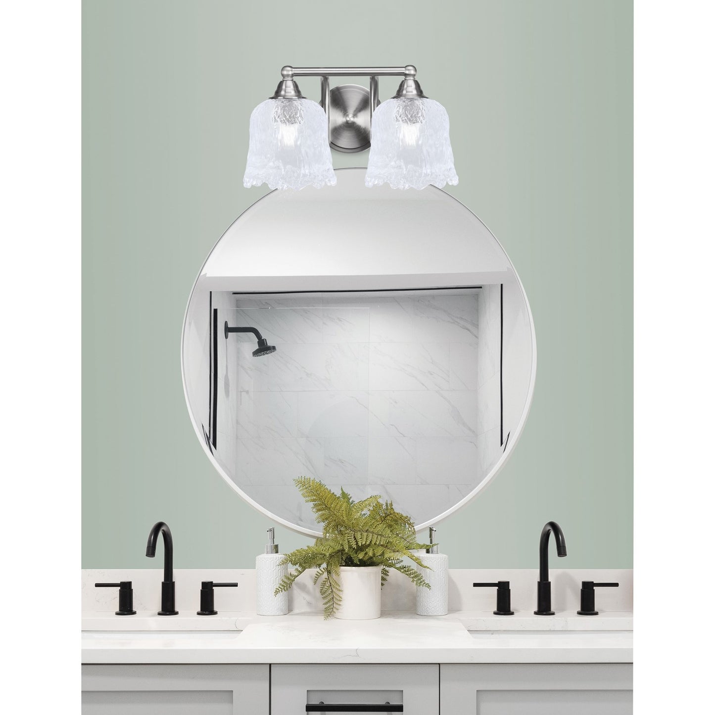 Toltec Paramount 2-Light Bath Bar | Brushed Nickel and Clear Lava Glass | Bathroom Vanity & Powder Room | 8 x 8.75 in | Model 3422-BN-4230
