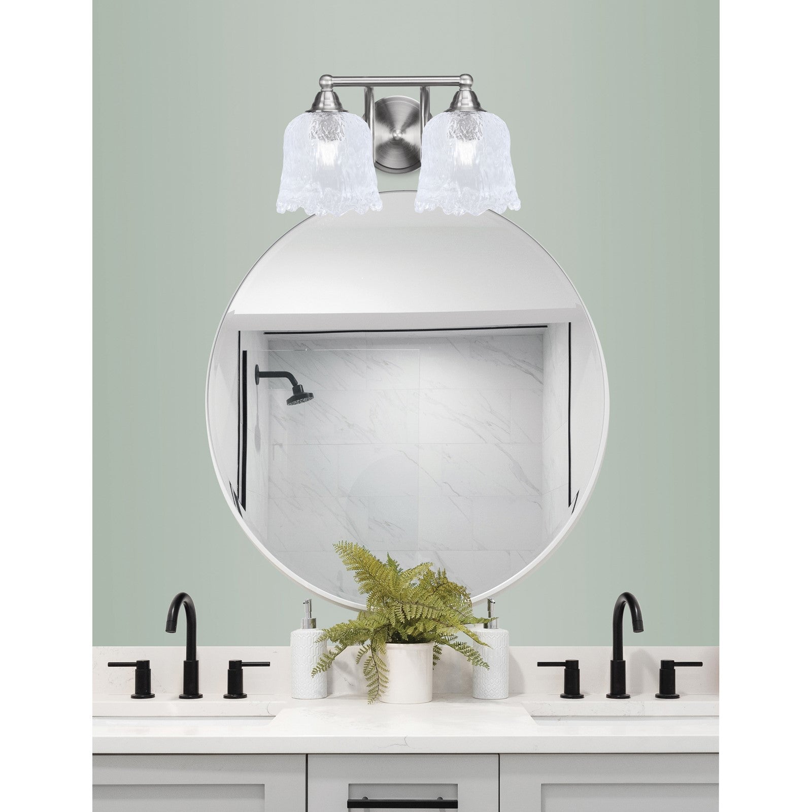Toltec Paramount 2-Light Bath Bar | Brushed Nickel and Clear Lava Glass | Bathroom Vanity & Powder Room | 8 x 8.75 in | Model 3422-BN-4230