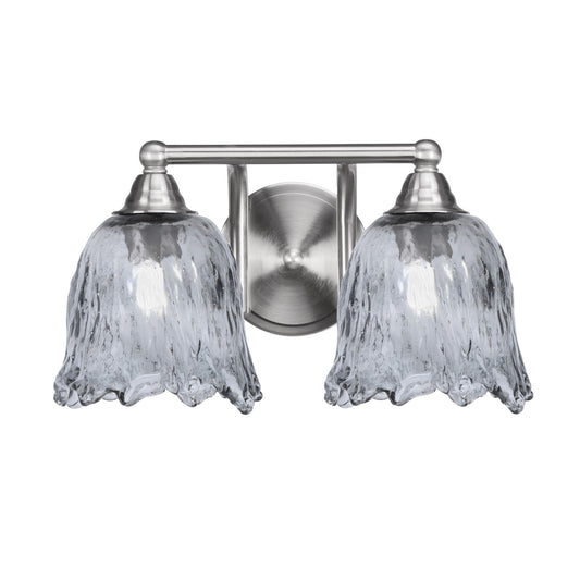 Toltec Paramount 2-Light Bath Bar | Brushed Nickel and Smoke Lava Glass | Bathroom & Powder Room Vanity Light | 8 x 8.75 in | Model 3422-BN-4232