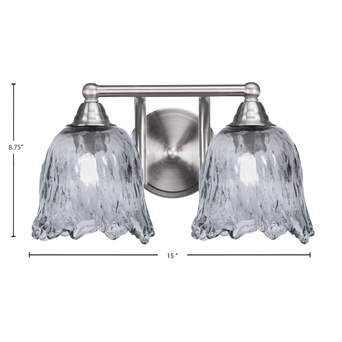 Toltec Paramount 2-Light Bath Bar | Brushed Nickel and Smoke Lava Glass | Bathroom & Powder Room Vanity Light | 8 x 8.75 in | Model 3422-BN-4232