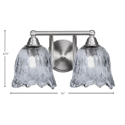 Toltec Paramount 2-Light Bath Bar | Brushed Nickel and Smoke Lava Glass | Bathroom & Powder Room Vanity Light | 8 x 8.75 in | Model 3422-BN-4232