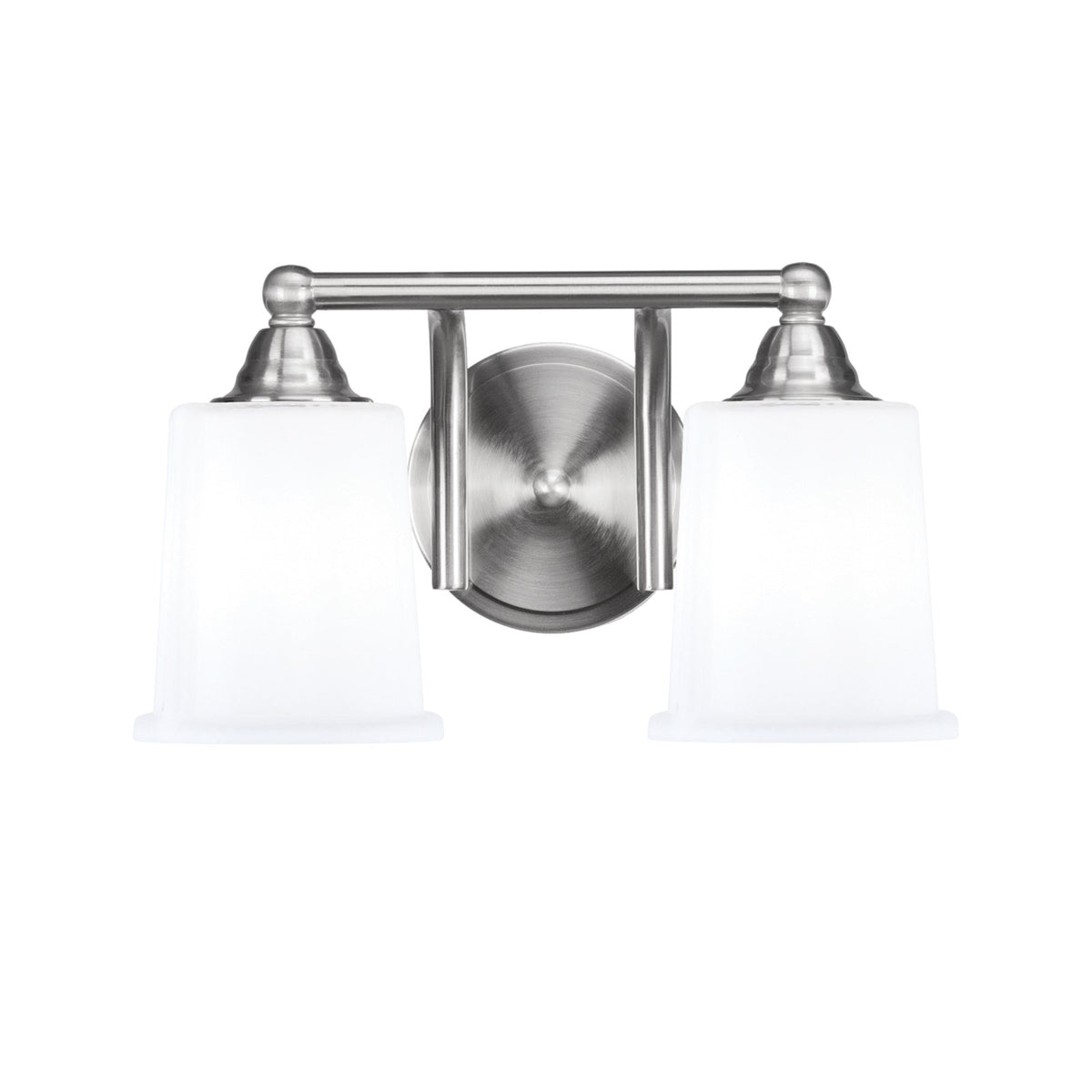 Toltec Paramount 2-Light Bath Bar | Brushed Nickel and White Opal Glass | Bathroom Vanity & Powder Room | 7.25 x 7.75 in | Model 3422-BN-5031
