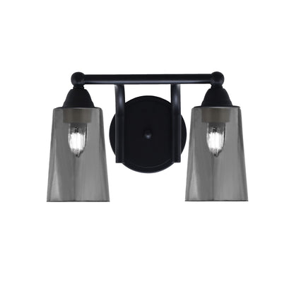 Toltec Paramount 2-Light Bath Bar | Matte Black and Smoke Bubble Glass | Bathroom & Powder Room Vanity Light | 7.25 x 8.75 in | Model 3422-MB-262