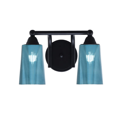 Toltec Paramount 2-Light Bath Bar | Modern Matte Black and Blue Gradient Glass | Bathroom Vanity & Powder Room | 7.25 x 8.75 in | Model 3422-MB-265
