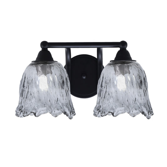 Toltec Paramount 2-Light Bath Bar | Modern Matte Black Steel and Smoke Lava Glass | Bathroom & Powder Room Vanity | 8 x 8.75 in | Model 3422-MB-4232