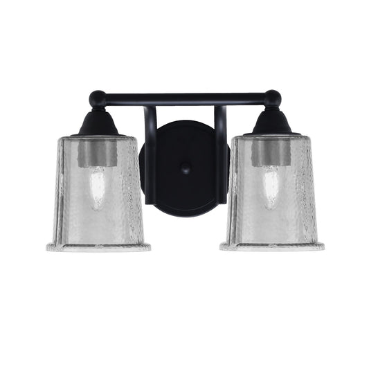 Toltec Paramount 2-Light Bath Bar | Modern Matte Black and Smoke Bubble Glass | Bathroom Vanity & Powder Room | 7.25 x 7.75 in | Model 3422-MB-5032