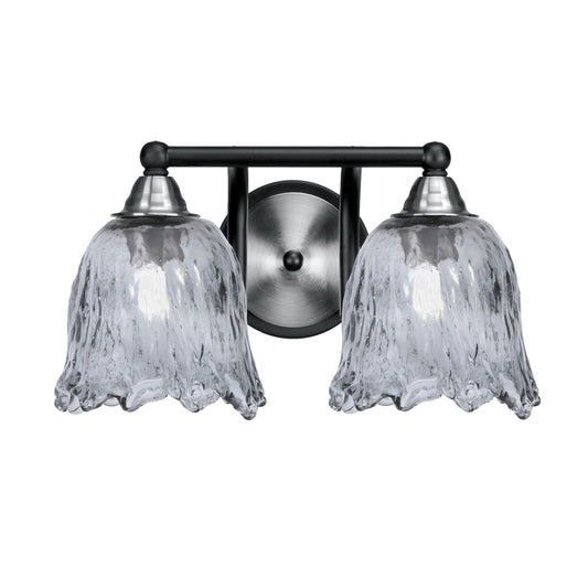 Toltec Paramount 8.75in 2-Light Bath Bar | Modern Matte Black & Brushed Nickel and Smoke Lava Glass | Bathroom Vanity | 8 x 8.75 in | Model 3422-MBBN-4232