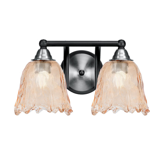 Toltec Paramount 8.75in 2-Light Bath Bar | Modern Matte Black & Brushed Nickel and Amber Lava Glass | Bathroom Vanity | 8 x 8.75 in | Model 3422-MBBN-4233