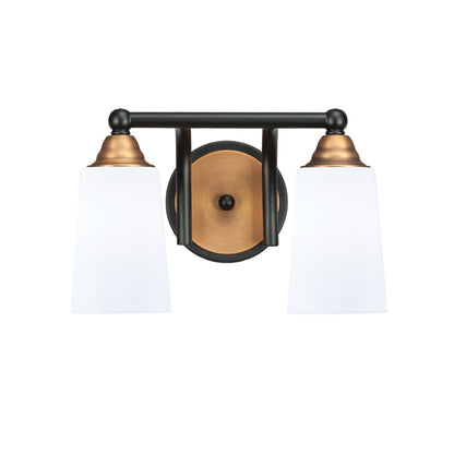 Toltec Paramount 8.75in 2-Light Bath Bar | Modern Matte Black & Brass and White Opal Glass | Bathroom Vanity | 7.25 x 8.75 in | Model 3422-MBBR-261