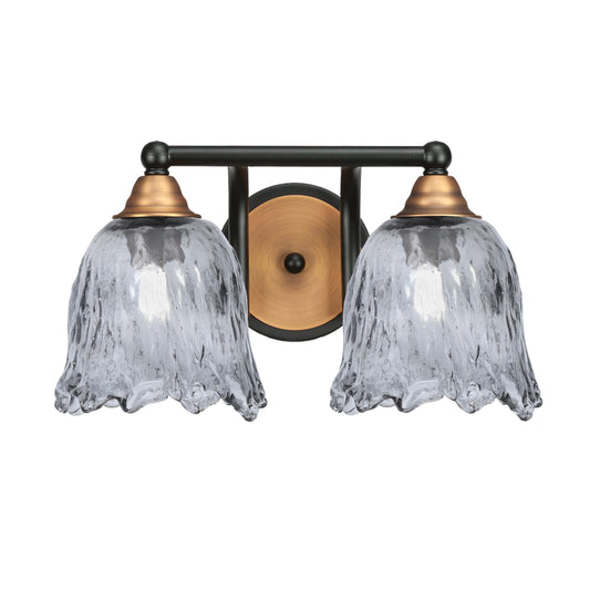 Toltec Paramount 8.75in 2-Light Bath Bar | Modern Matte Black and Brass with Smoke Lava Glass | Bathroom Vanity | 8 x 8.75 in | Model 3422-MBBR-4232