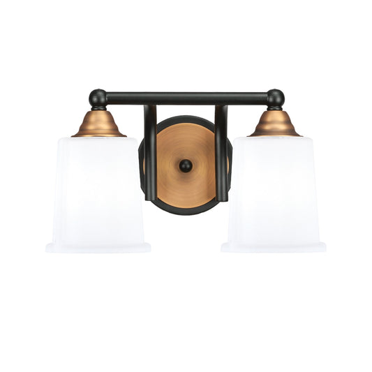 Toltec Paramount 2-Light Bath Bar | Matte Black & Brass with White Opal Glass | Bathroom Vanity & Powder Room | 7.25 x 7.75 in | Model 3422-MBBR-5031