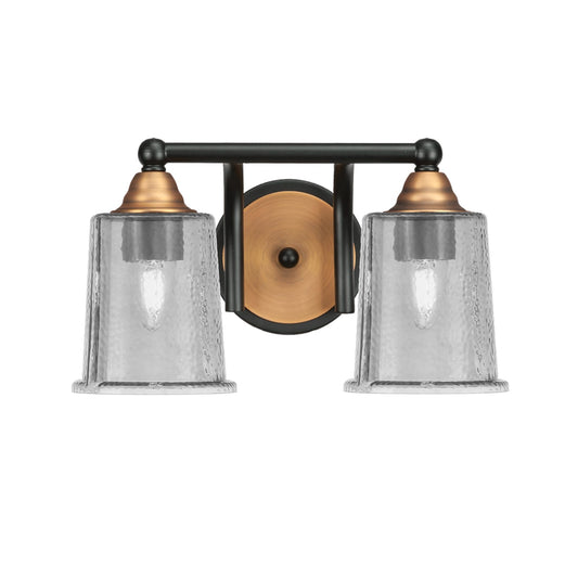 Toltec Paramount 2-Light Bath Bar | Matte Black & Brass with Smoke Bubble Glass | Bathroom Vanity & Powder Room | 7.25 x 7.75 in | Model 3422-MBBR-5032