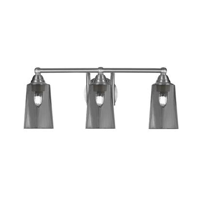 Toltec Paramount 3-Light Bath Bar | Brushed Nickel and Smoke Bubble Glass | Bathroom Vanity & Powder Room | 7.25 x 8.75 in | Model 3423-BN-262