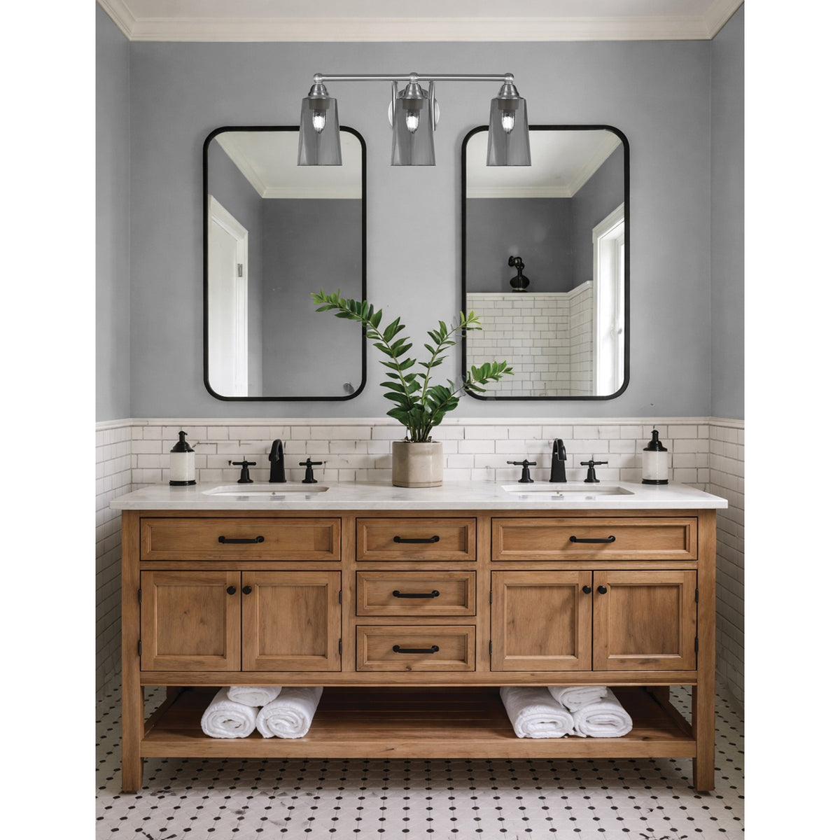 Toltec Paramount 3-Light Bath Bar | Brushed Nickel and Smoke Bubble Glass | Bathroom Vanity & Powder Room | 7.25 x 8.75 in | Model 3423-BN-262