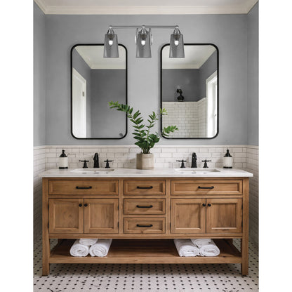 Toltec Paramount 3-Light Bath Bar | Brushed Nickel and Smoke Bubble Glass | Bathroom Vanity & Powder Room | 7.25 x 8.75 in | Model 3423-BN-262