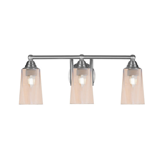 Toltec Paramount 3-Light Bath Bar | Brushed Nickel and Amber Gradient Glass | Bathroom Vanity & Powder Room | 7.25 x 8.75 in | Model 3423-BN-263