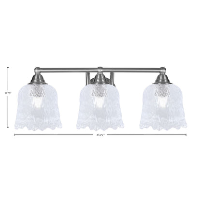 Toltec Paramount 3-Light Bath Bar | Brushed Nickel and Clear Lava Glass | Bathroom Vanity & Powder Room | 8 x 8.75 in | Model 3423-BN-4230