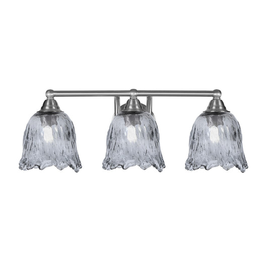 Toltec Paramount 3-Light Bath Bar | Brushed Nickel Steel and Smoke Bubble Glass | Bathroom Vanity & Powder Room | 8 x 8.75 in | Model 3423-BN-4232