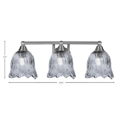 Toltec Paramount 3-Light Bath Bar | Brushed Nickel Steel and Smoke Bubble Glass | Bathroom Vanity & Powder Room | 8 x 8.75 in | Model 3423-BN-4232