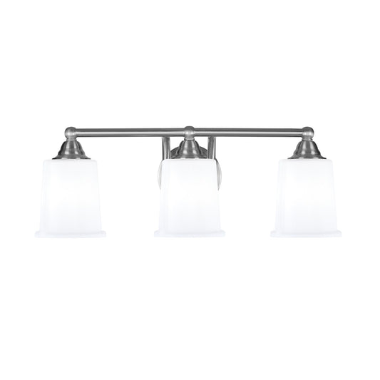 Toltec Paramount 3-Light Bath Bar | Brushed Nickel and White Opal Glass | Bathroom Vanity & Powder Room | 7.25 x 7.75 in | Model 3423-BN-5031