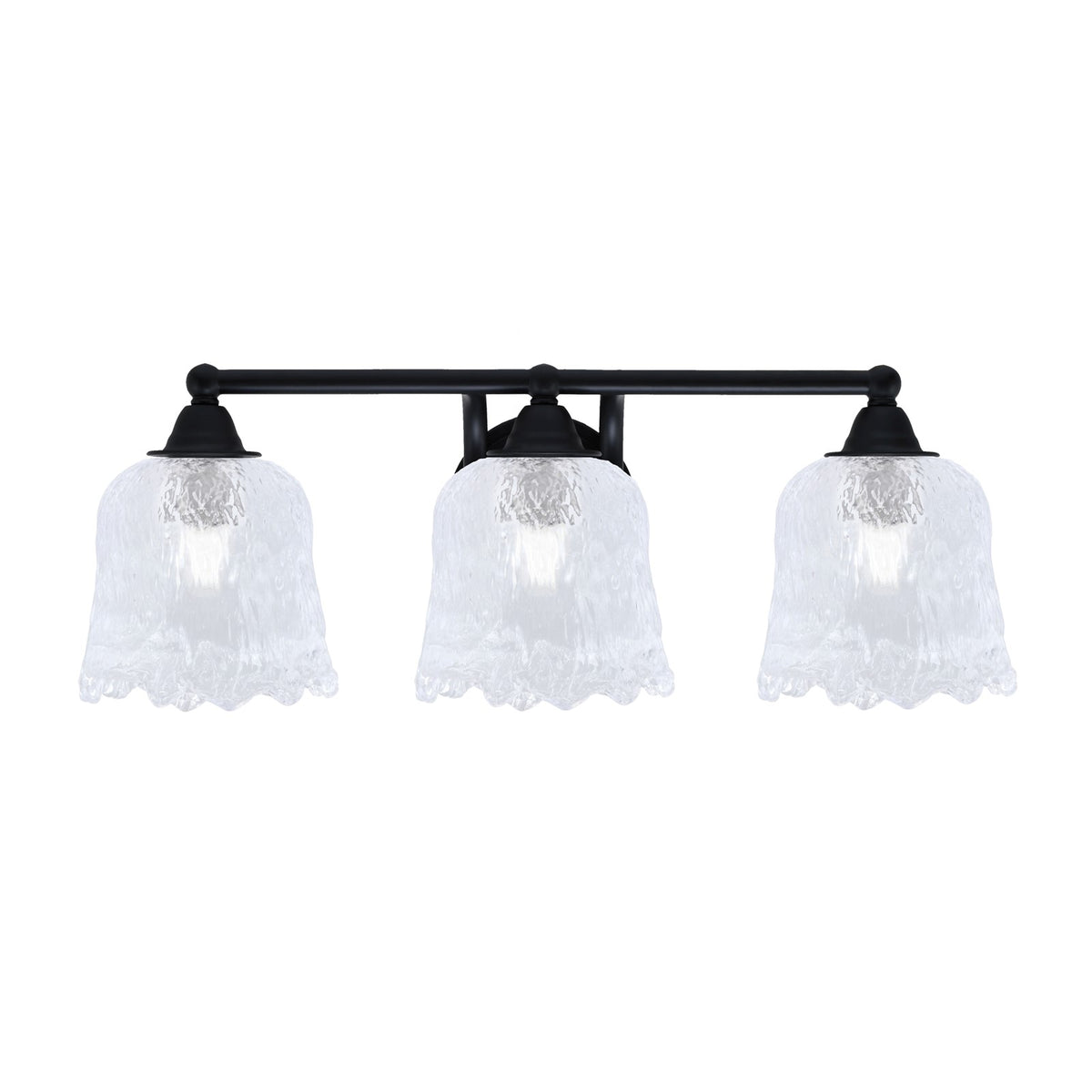 Toltec Paramount 3-Light Bath Bar | Modern Matte Black and Clear Lava Glass | Bathroom & Powder Room Vanity Light | 8 x 8.75 in | Model 3423-MB-4230