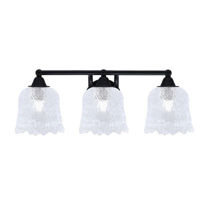 Toltec Paramount 3-Light Bath Bar | Modern Matte Black and Clear Lava Glass | Bathroom & Powder Room Vanity Light | 8 x 8.75 in | Model 3423-MB-4230