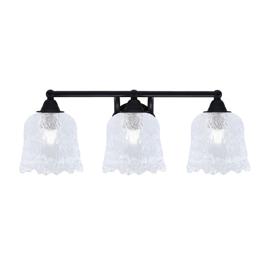 Toltec Paramount 3-Light Bath Bar | Modern Matte Black and Clear Lava Glass | Bathroom & Powder Room Vanity Light | 8 x 8.75 in | Model 3423-MB-4230