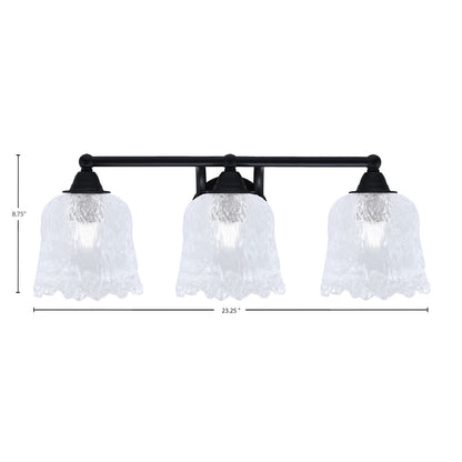 Toltec Paramount 3-Light Bath Bar | Modern Matte Black and Clear Lava Glass | Bathroom & Powder Room Vanity Light | 8 x 8.75 in | Model 3423-MB-4230