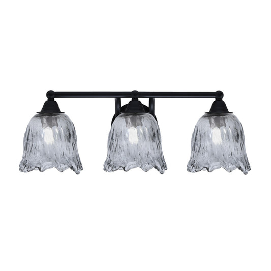 Toltec Paramount 3-Light Bath Bar | Modern Matte Black and Smoke Lava Glass | Bathroom & Powder Room Vanity Light | 8 x 8.75 in | Model 3423-MB-4232