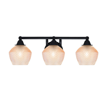 Toltec Paramount 23in 3-Light Bath Bar | Matte Black Steel and Amber Textured Glass | Bathroom Vanity | 22.75 x 8 x 7.5 in | Model 3423-MB-4623
